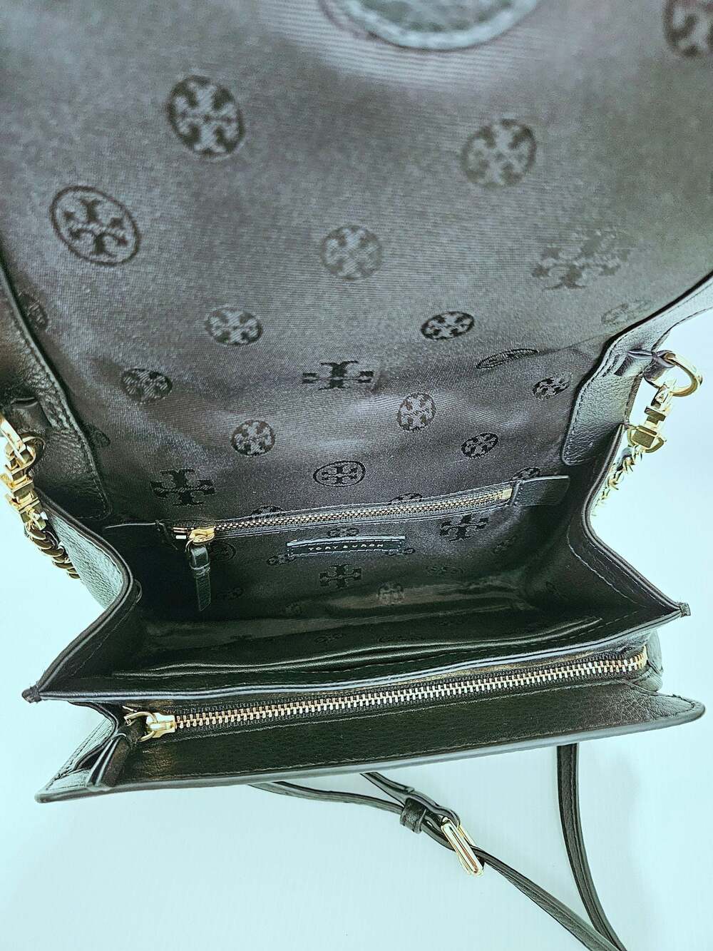 Tory Burch Landon Crossbody Bag Black Pebbled Leather Purse - Picture 16 of 16
